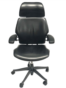 Pre-Owned Freedom Task Chair Black Leather With Headrest